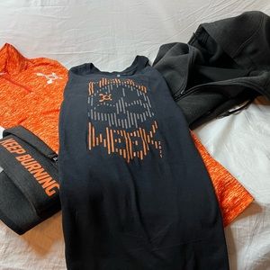 Orange Theory OTF Gray Zip Up Hoodie L, Orange Half Zip Up XL & Hell Week Tee L